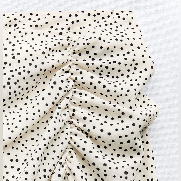 ZARA RUCHED DOTTED MIDI SKIRT - Picture 6 of 8